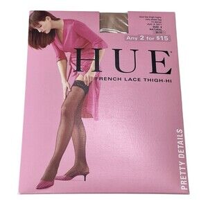HUE French Lace Thigh-Hi Vintage Color Natural Size 2 Style 5971 See Size Chart